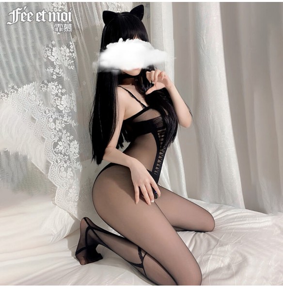 FEE ET MOI Fake Bundling Vest Hollow Body Stockings (Black) FEE ET MOI Fake Bundling Vest Hollow Body Stockings (Black)